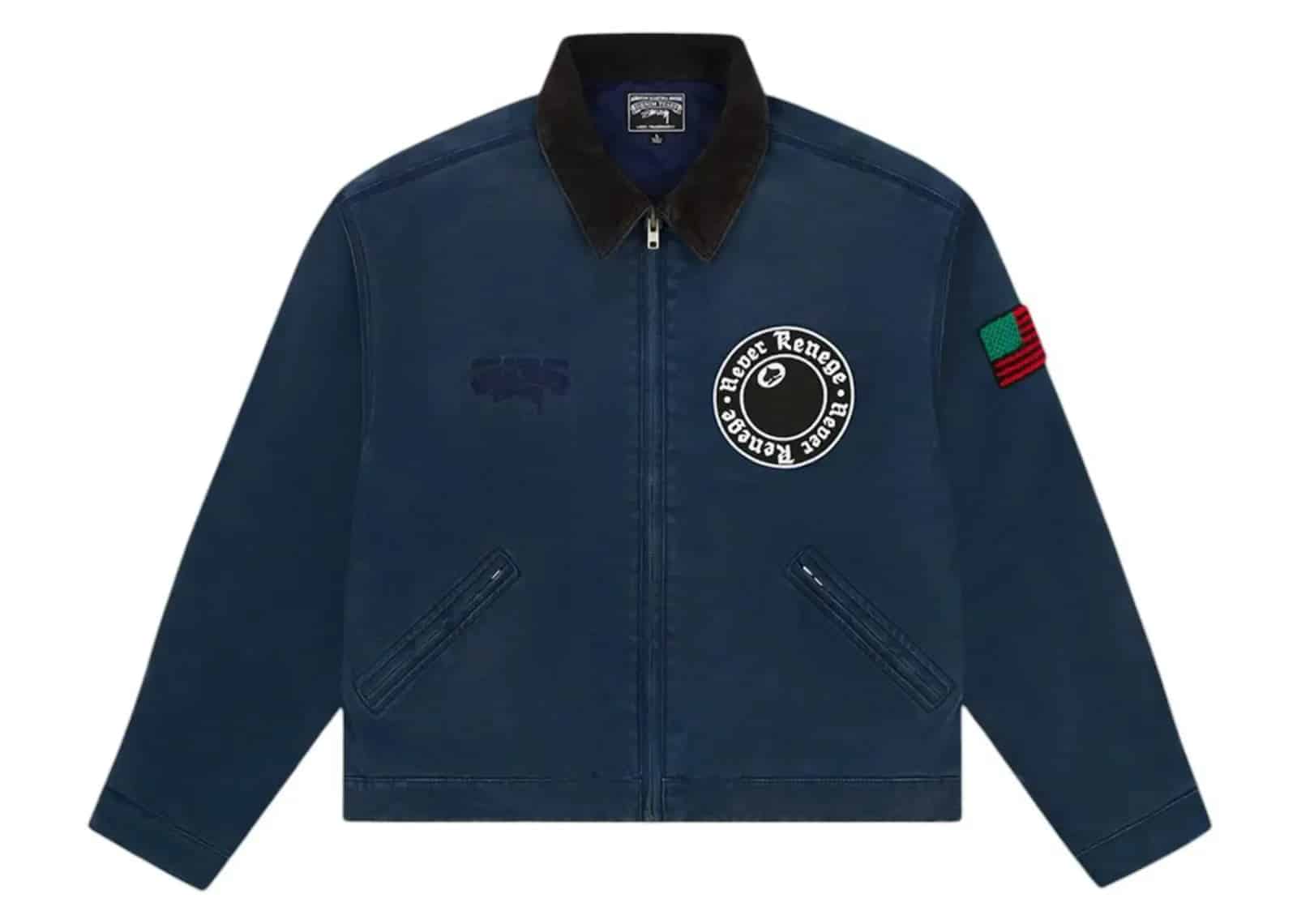 Denim Tears x Stussy Never Renege Canvas Work Jacket Navy Black - Mind Türkiye